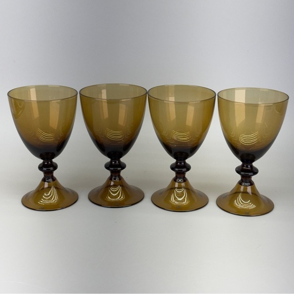 Set of 4 Diane Von Furstenberg 
Handblown Amber Wine Glasses - Picture 2 of 10